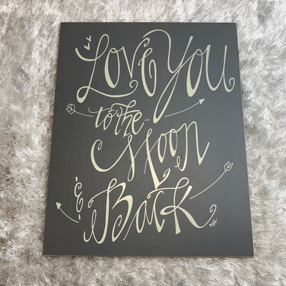 Love You to the Moon & Back Wall Art Sign Boho 16 x 20"